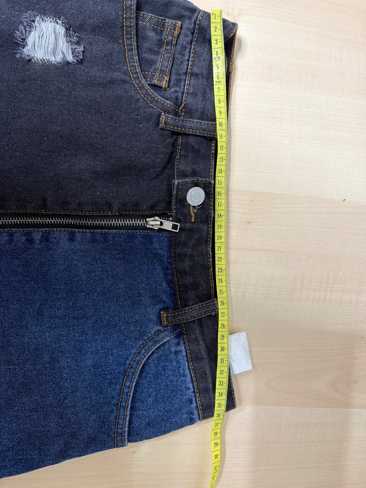 Falda vaquera denim bicolor Talla S deshilachada grunge — foto 5