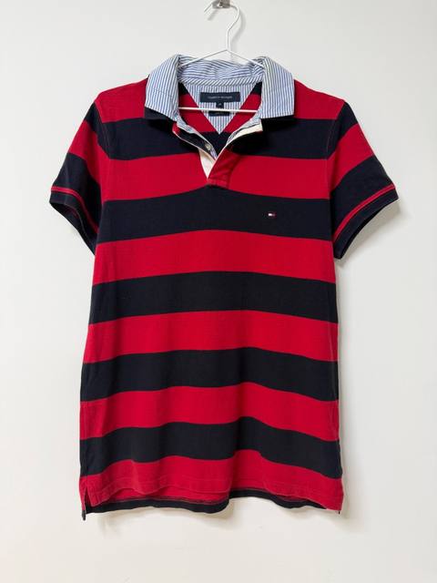 Polo Tommy Hilfiger Rayas Rojo y Azul Marino Talla M Slim Fit