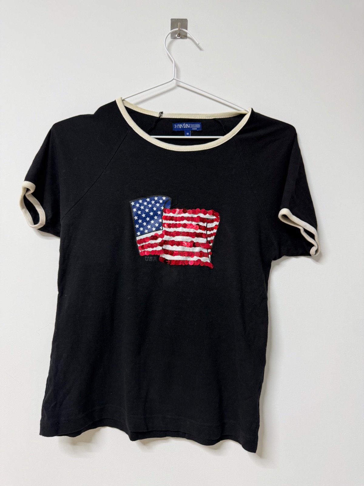 Review Base camiseta USA bandera lentejuelas Talla 38 Retro