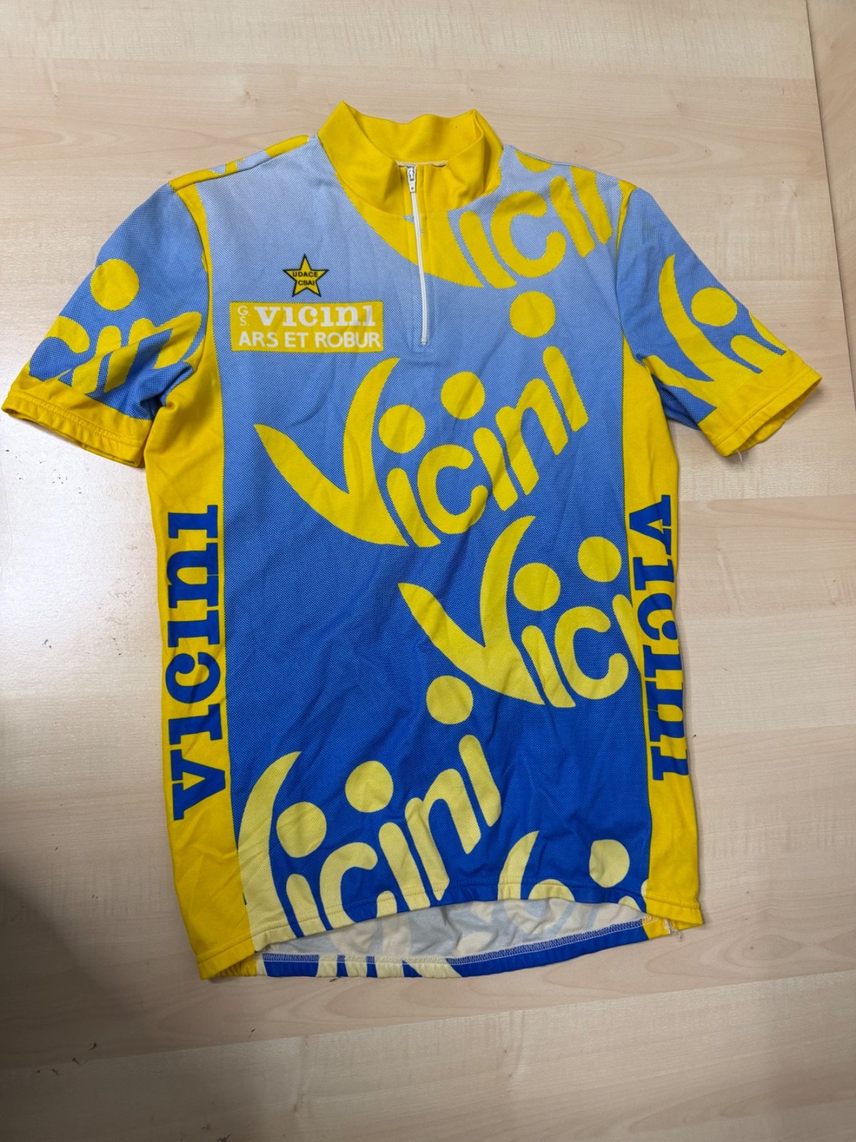 Maillot ciclismo Vicini Parentini vintage azul amarillo Italia — foto 2