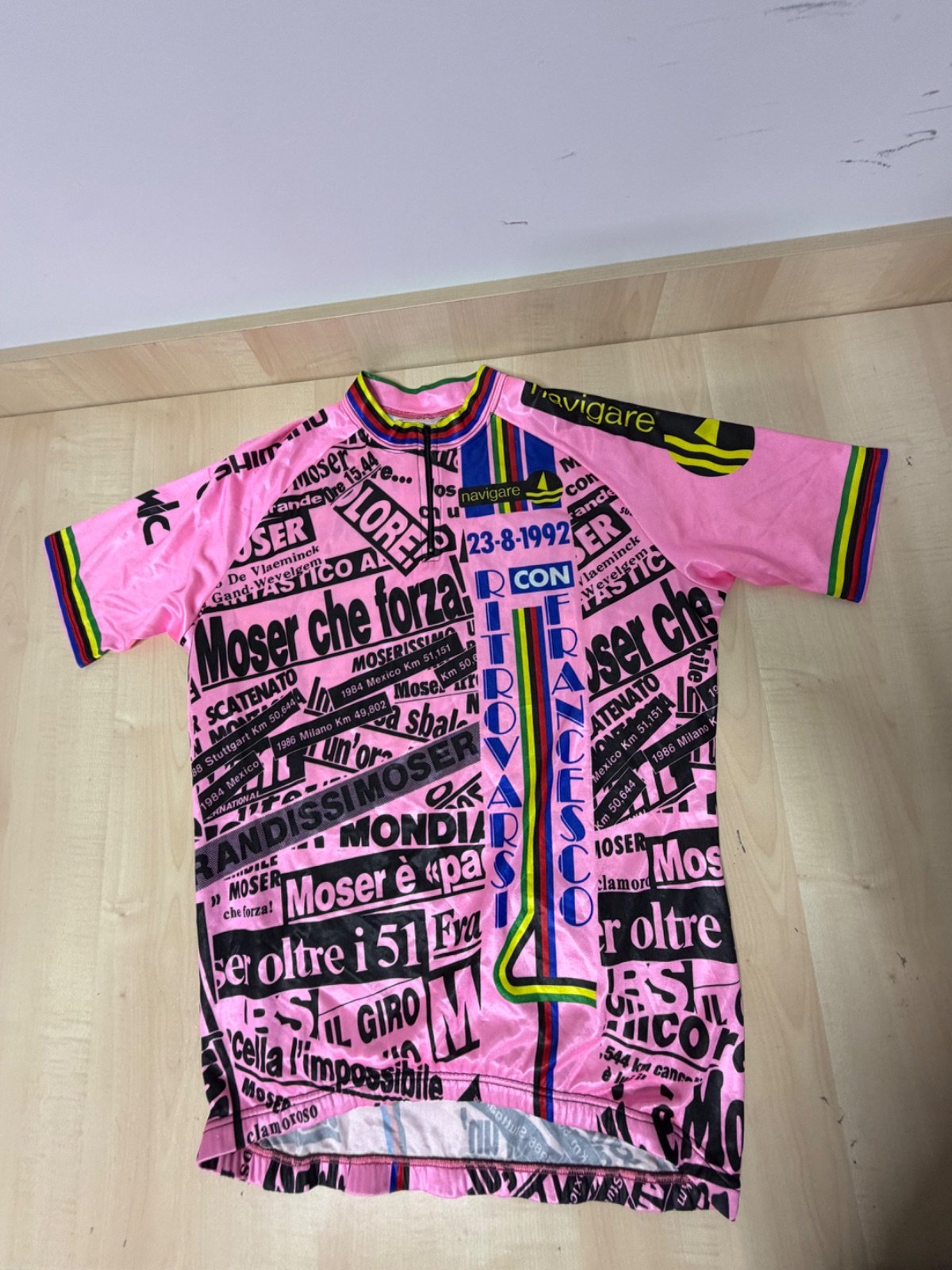 Navigare maillot ciclismo Moser rosa XL vintage