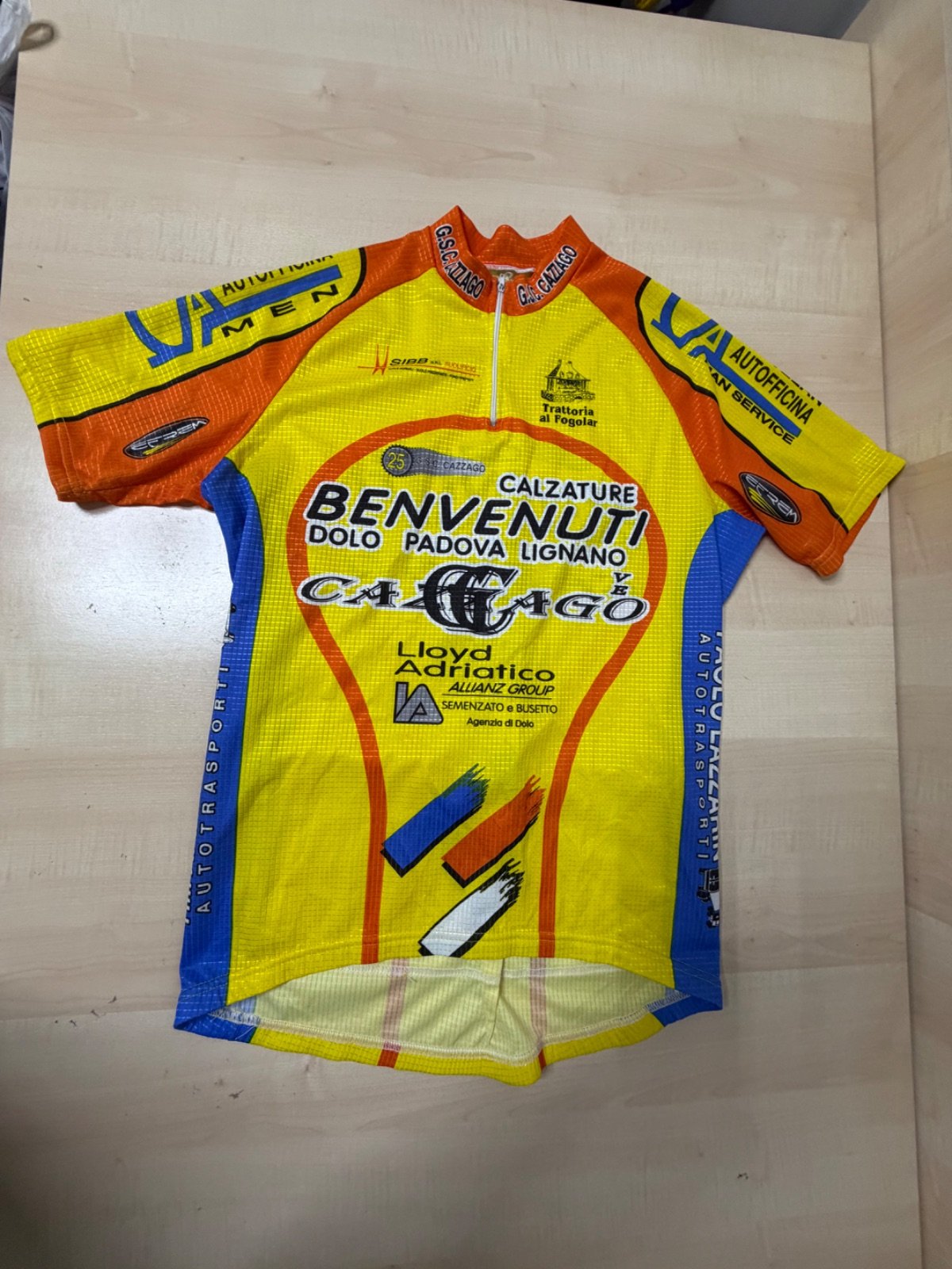 Efrem maillot ciclismo G.S.C. Cazzago amarillo vintage Italia