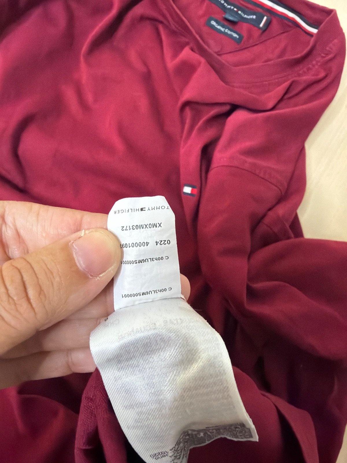 Tommy Hilfiger camiseta granate Talla XL básica vintage — foto 4