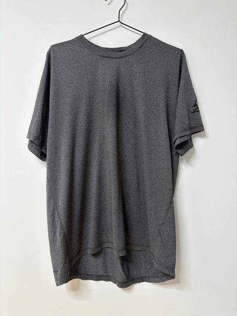 Camiseta Adidas Climalite gris jaspeado manga corta deporte