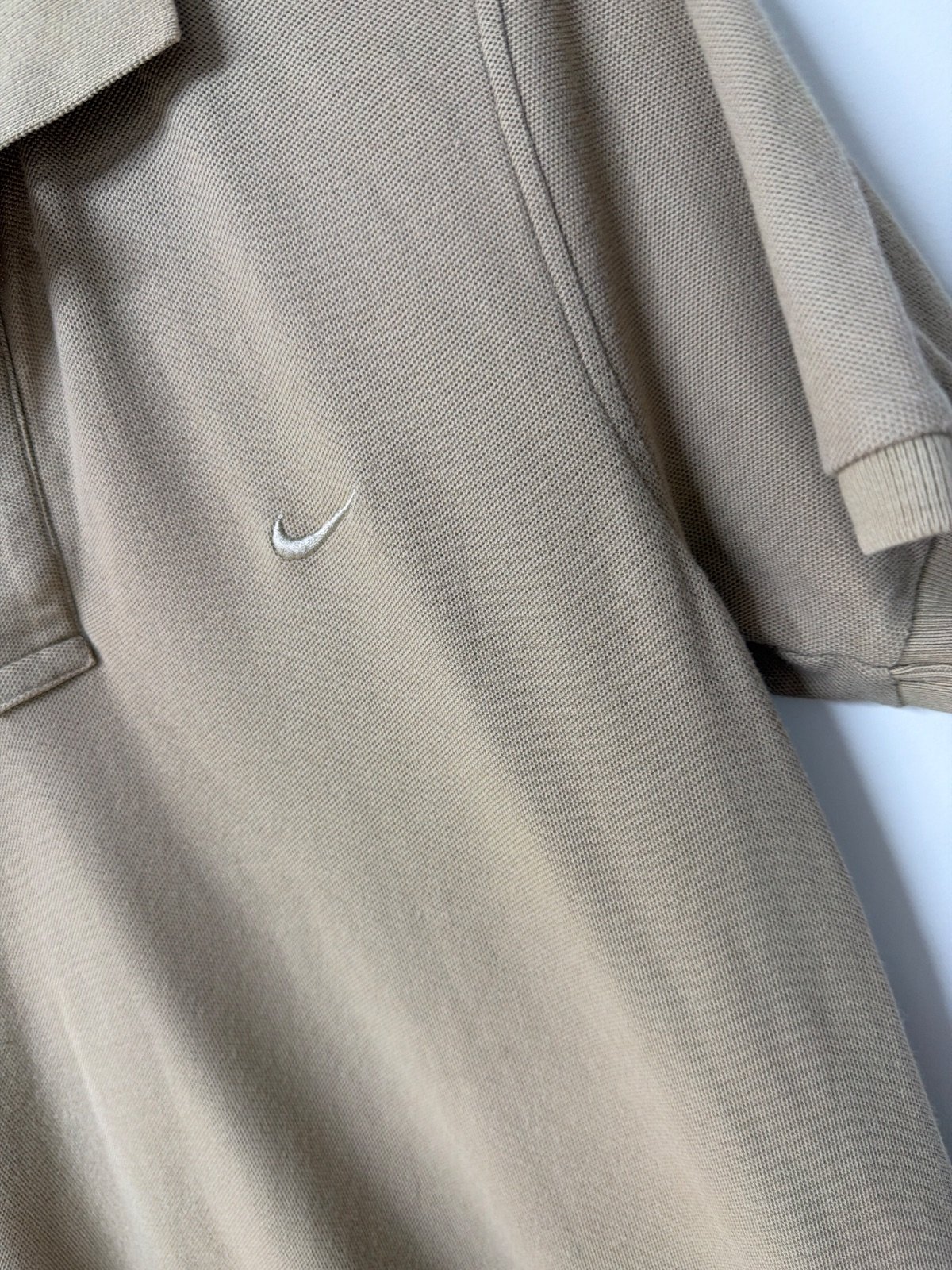 Nike Polo Manga Corta Beige Talla M Piqué Vintage Deportivo — foto 3