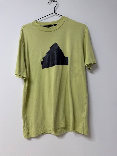 Adidas camiseta verde lima logo grande streetwear vintage