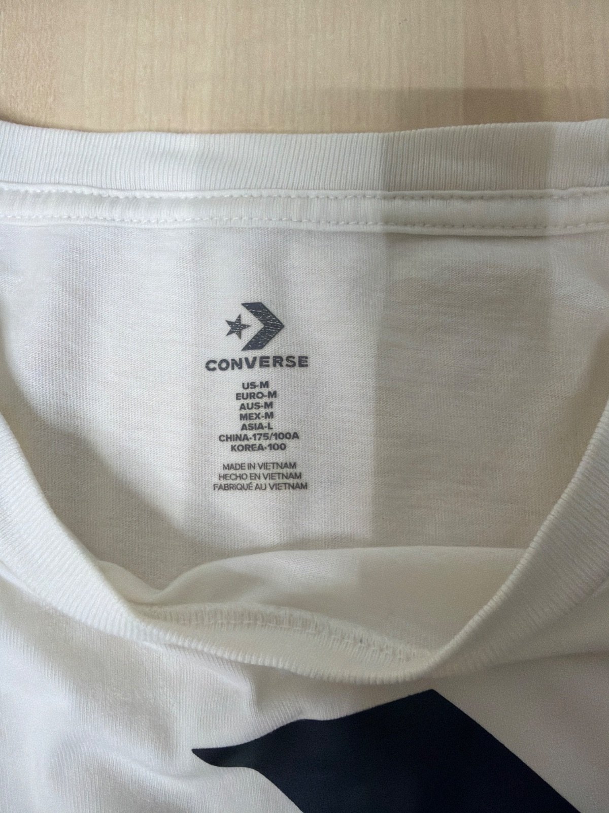 Converse Camiseta Manga Corta Blanco Roto Logo Streetwear — foto 5