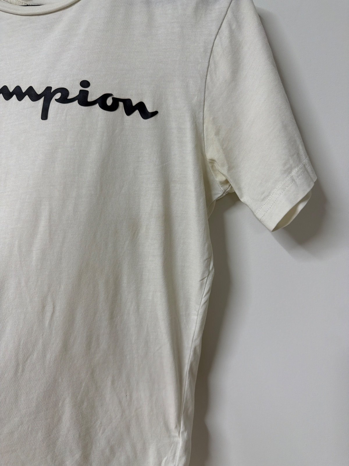 Champion Camiseta Manga Corta Blanco Roto Vintage Streetwear — foto 2