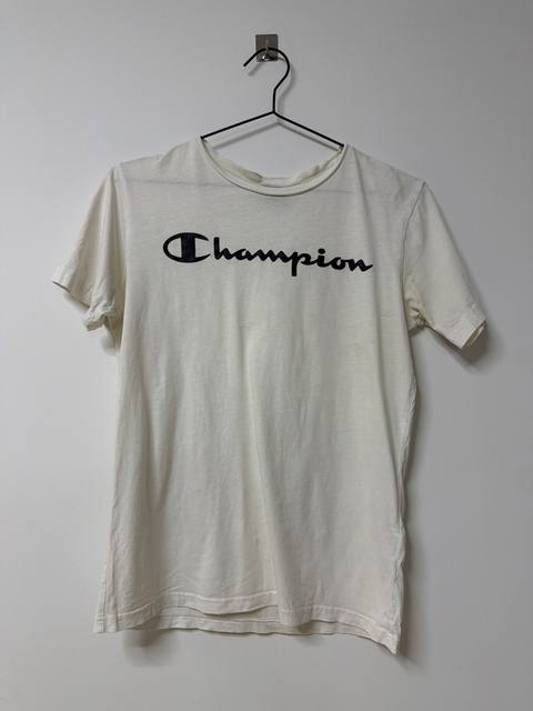 Champion Camiseta Manga Corta Blanco Roto Vintage Streetwear