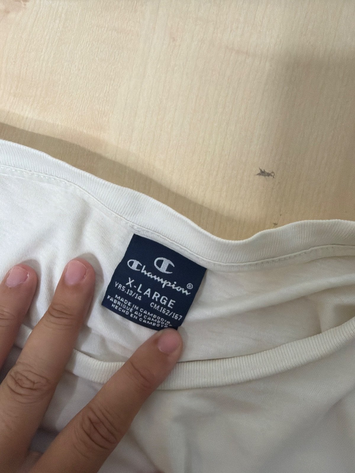 Champion Camiseta Manga Corta Blanco Roto Vintage Streetwear — foto 4