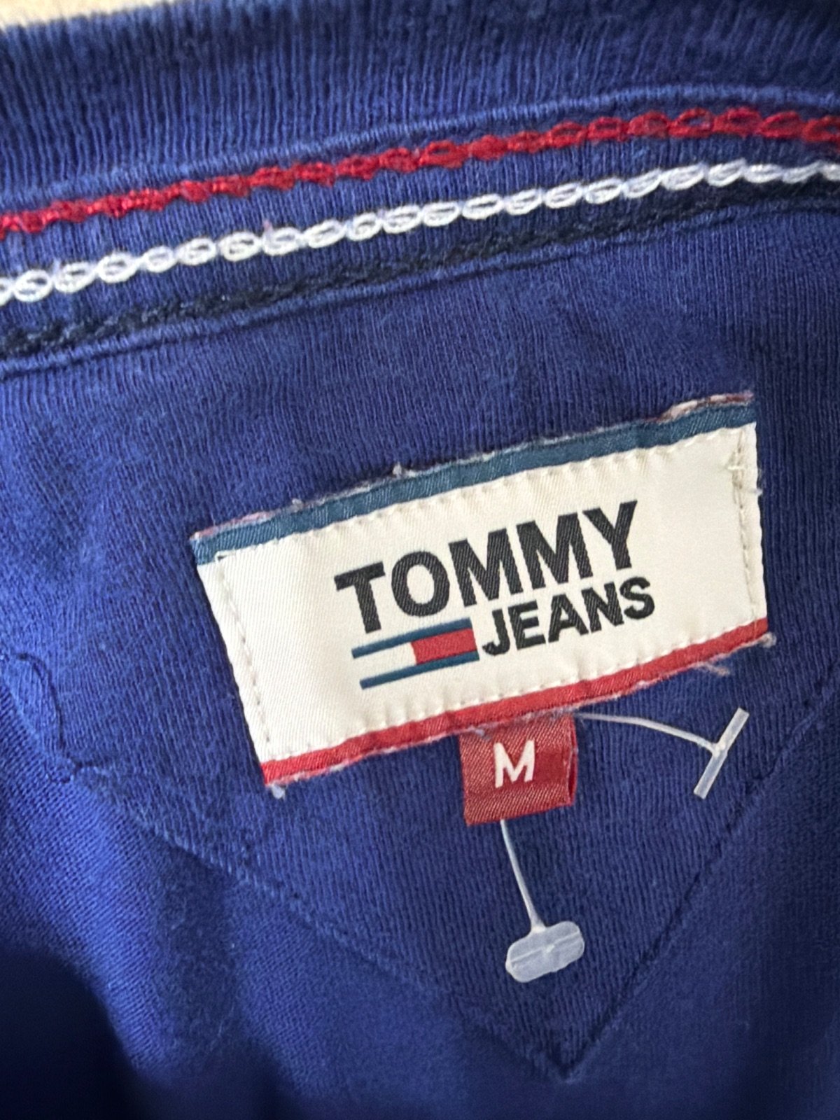 Camiseta Tommy Jeans Azul Talla M - Básico Logo Bordado Casual — foto 6