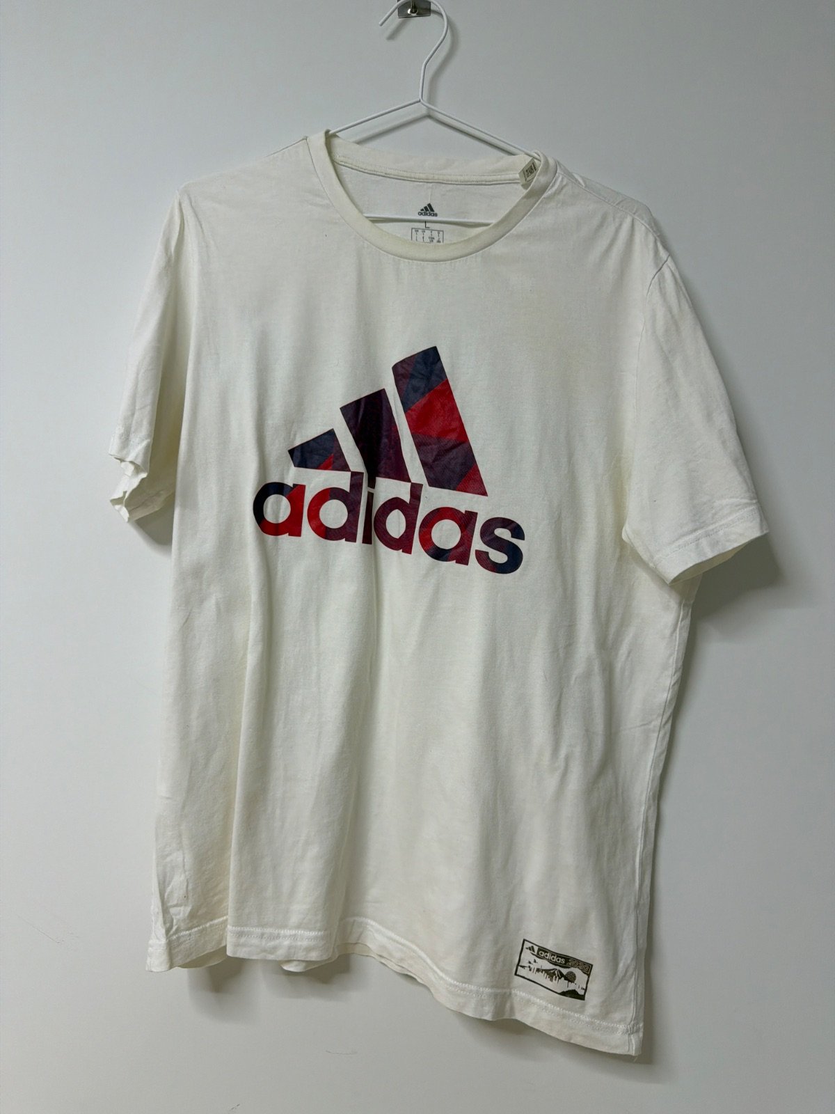Camiseta Adidas Talla L Blanca Logo Degradado Vintage