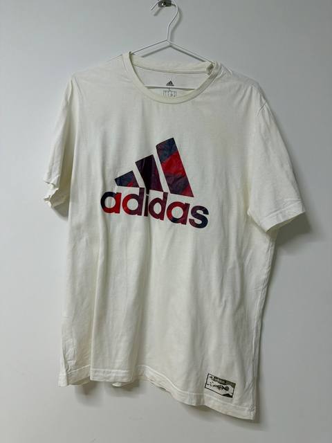 Camiseta Adidas Talla L Blanca Logo Degradado Vintage