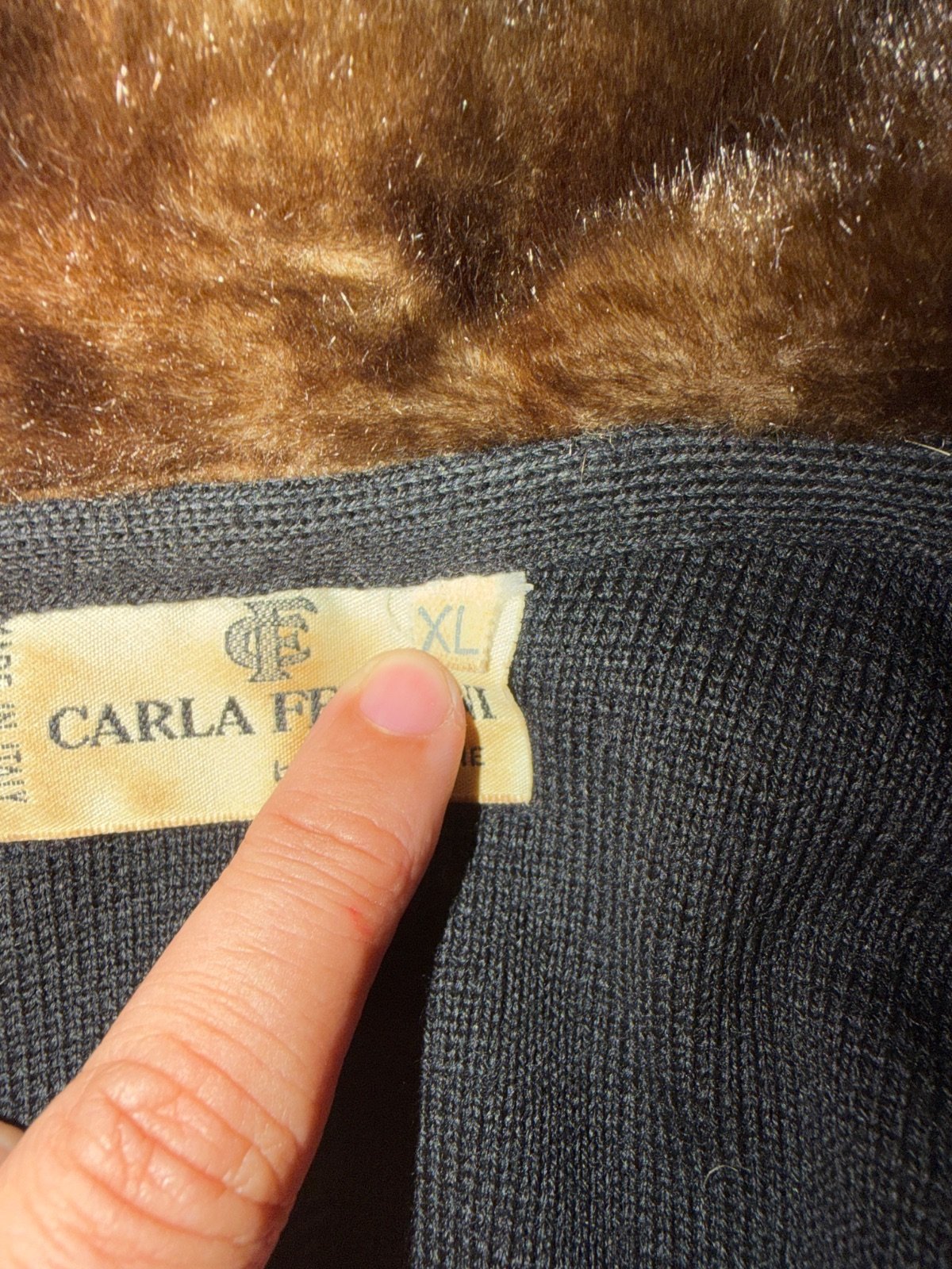 Carla Ferroni Abrigo Largo Vintage Cuello Pelo Negro — foto 5