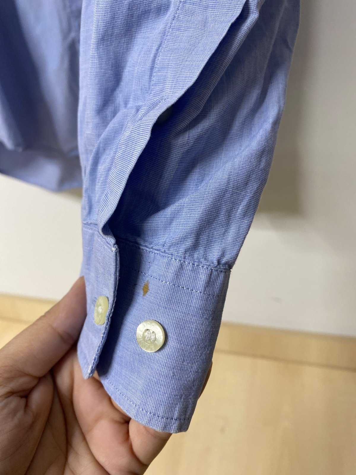 Lacoste camisa manga larga chambray azul celeste vintage — foto 5