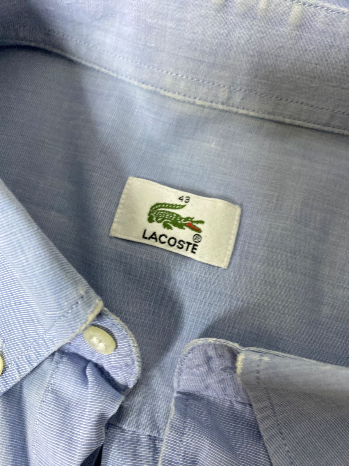 Lacoste camisa manga larga chambray azul celeste vintage — foto 7