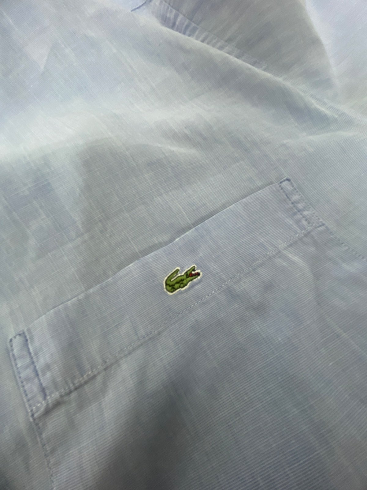 Lacoste camisa manga larga chambray azul celeste vintage — foto 8