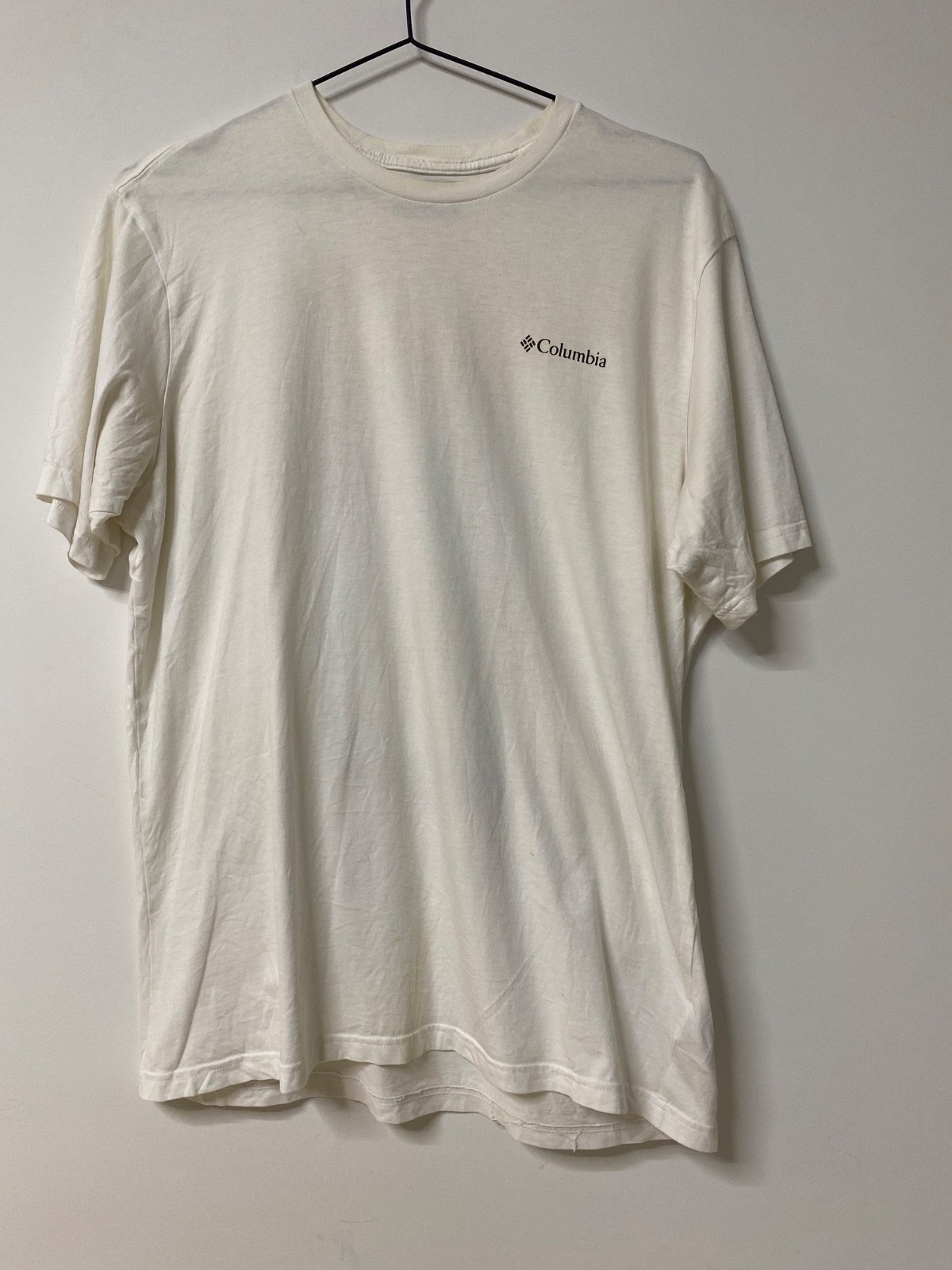 Columbia Camiseta Blanco Roto Estampado Montañas Vintage Outdoor