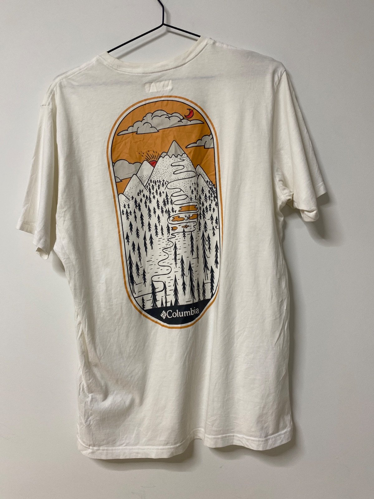 Columbia Camiseta Blanco Roto Estampado Montañas Vintage Outdoor — foto 3