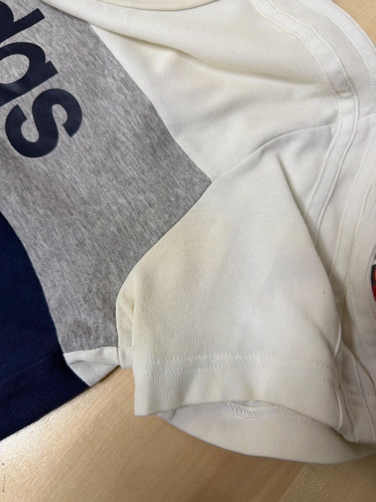 Camiseta Adidas colorblock blanco gris marino Talla M Vintage — foto 5