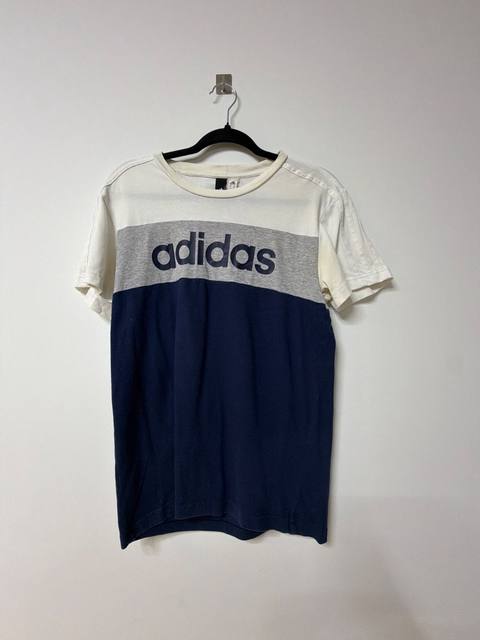 Camiseta Adidas colorblock blanco gris marino Talla M Vintage
