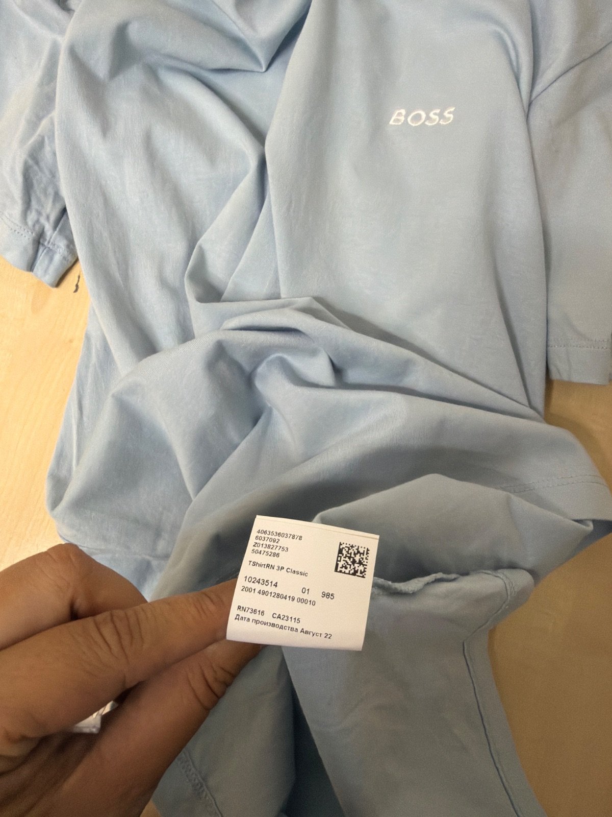 BOSS camiseta manga corta azul celeste logo bordado básica — foto 5