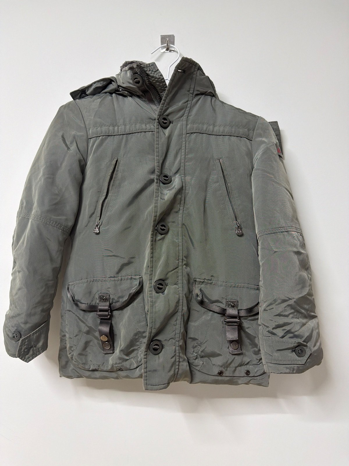 Peuterey chaqueta plumón niño 8 años gris capucha vintage
