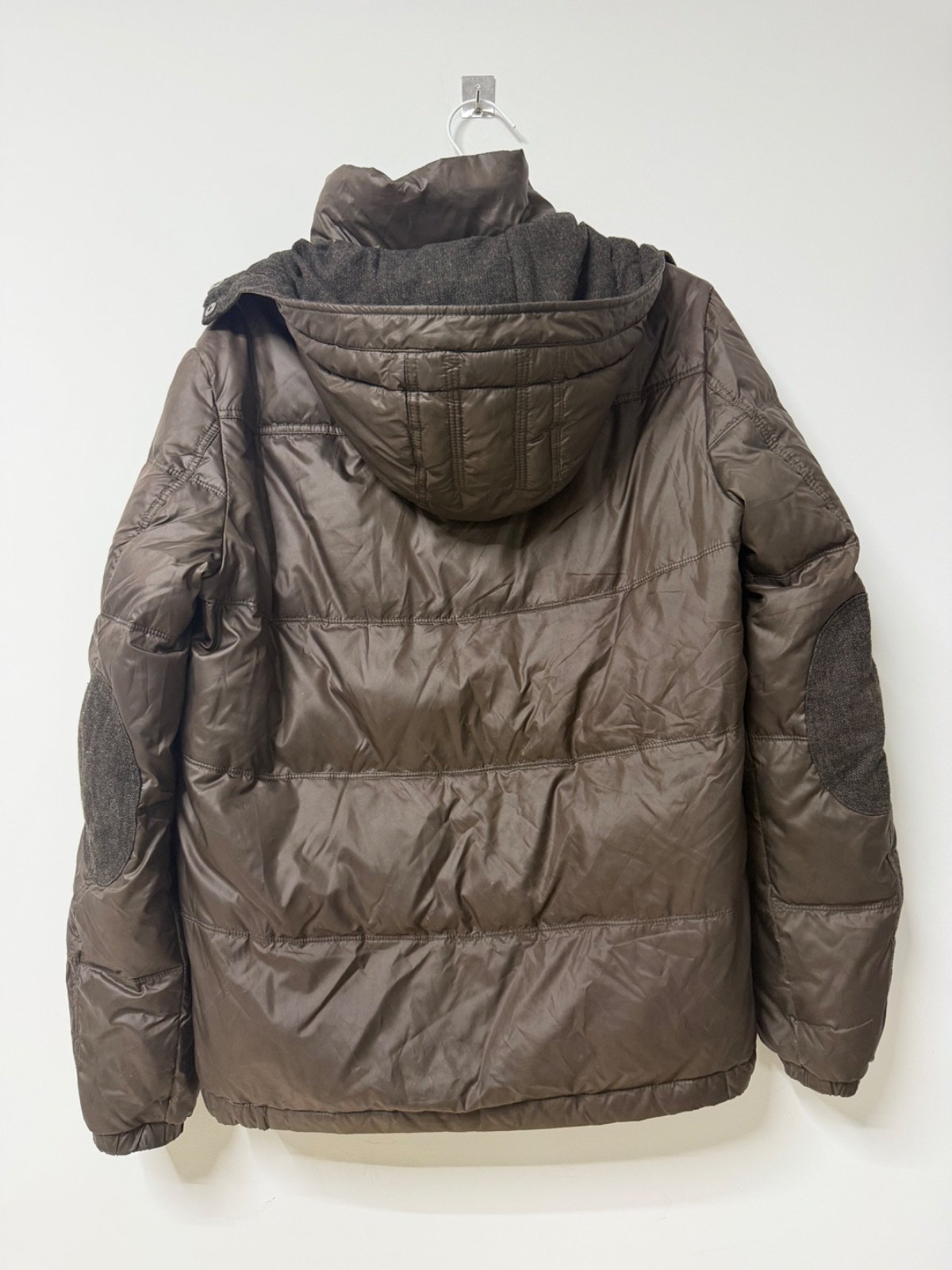 Plumífero Guess marrón tweed espiga capucha vintage — foto 2