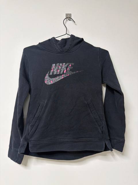 Nike sudadera capucha niña L 146-156 negro leopardo rosa