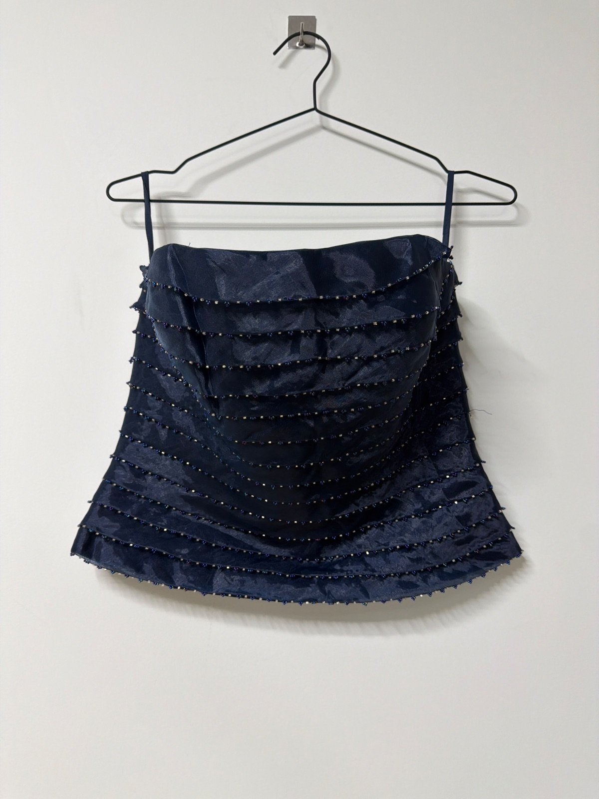 Corset azul marino pedreria talla L vintage noche