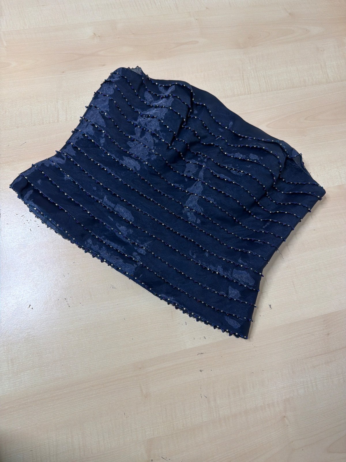 Corset azul marino pedreria talla L vintage noche — foto 3
