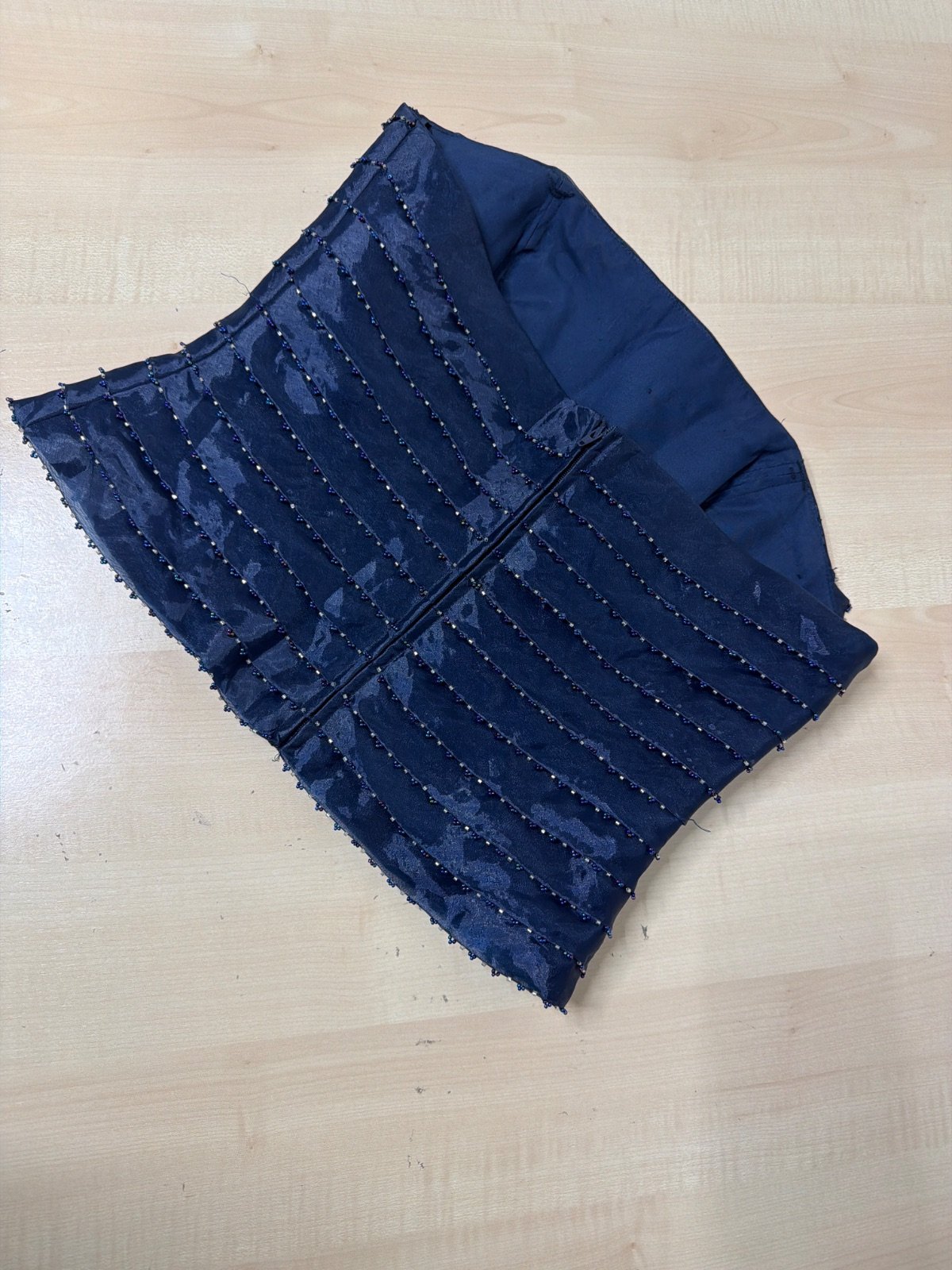 Corset azul marino pedreria talla L vintage noche — foto 2