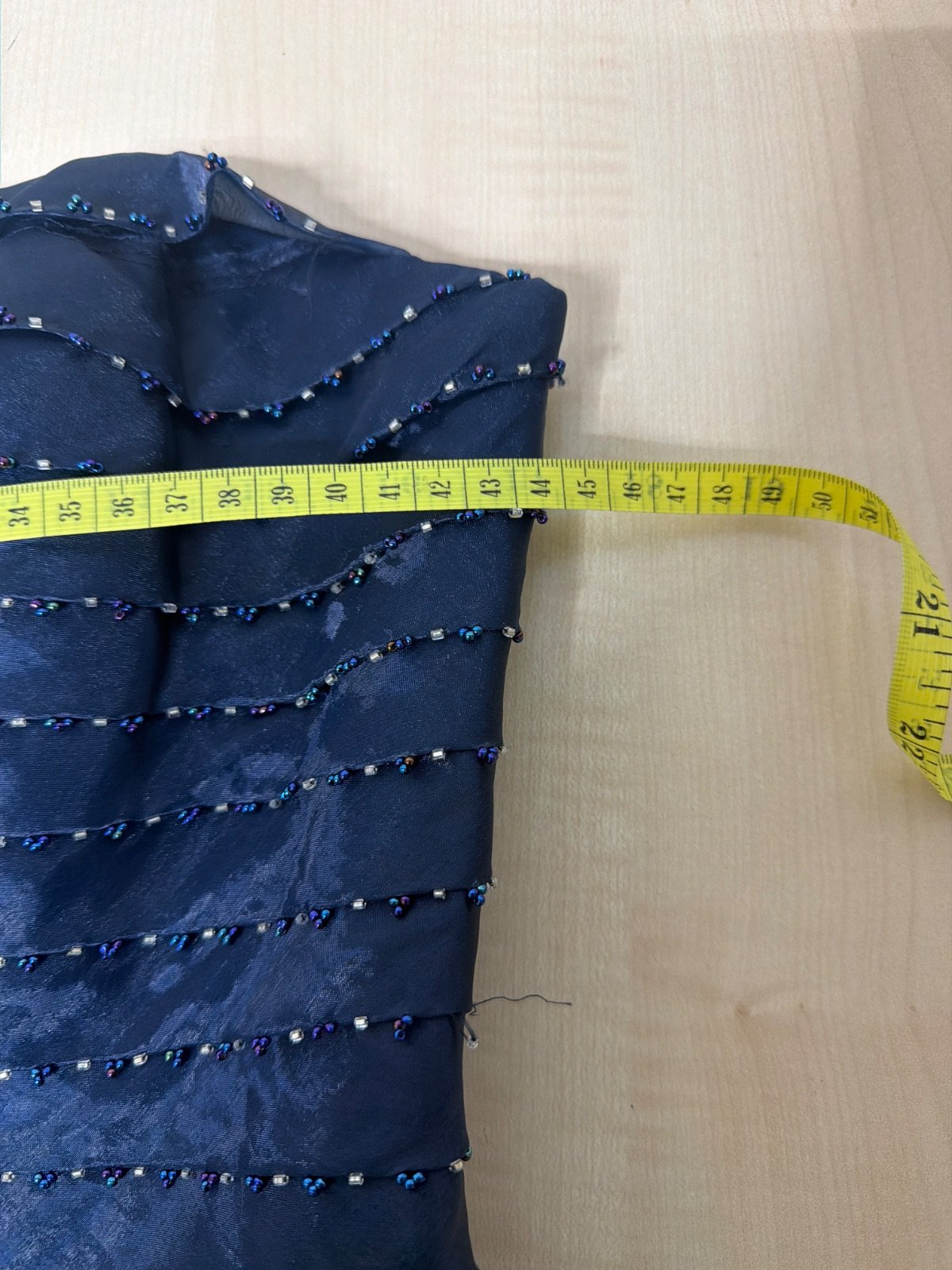 Corset azul marino pedreria talla L vintage noche — foto 4