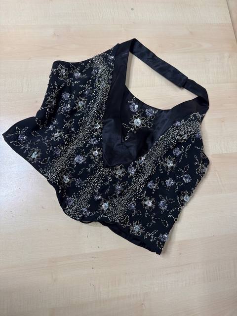 Corset negro gala bordado pedreria lentejuelas vintage glam