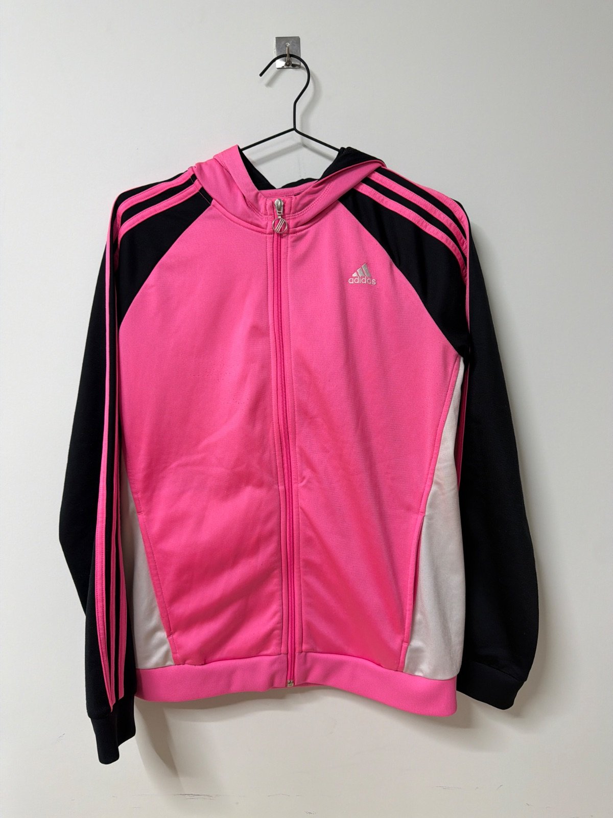 Adidas Pink & Black Zip-Up Hoodie / Track Jacket Size L