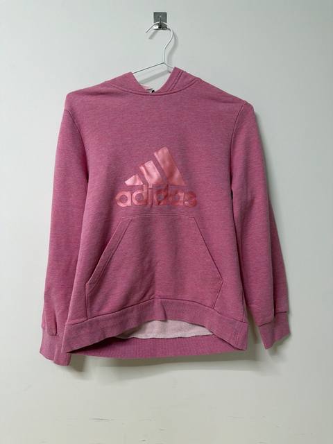 Adidas Sudadera Capucha Rosa Jaspeado Logo Grande Vintage