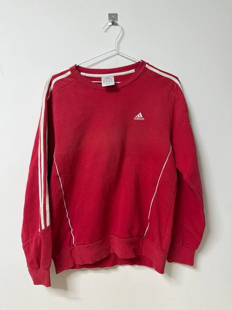 Adidas sudadera roja tres rayas cuello redondo vintage retro