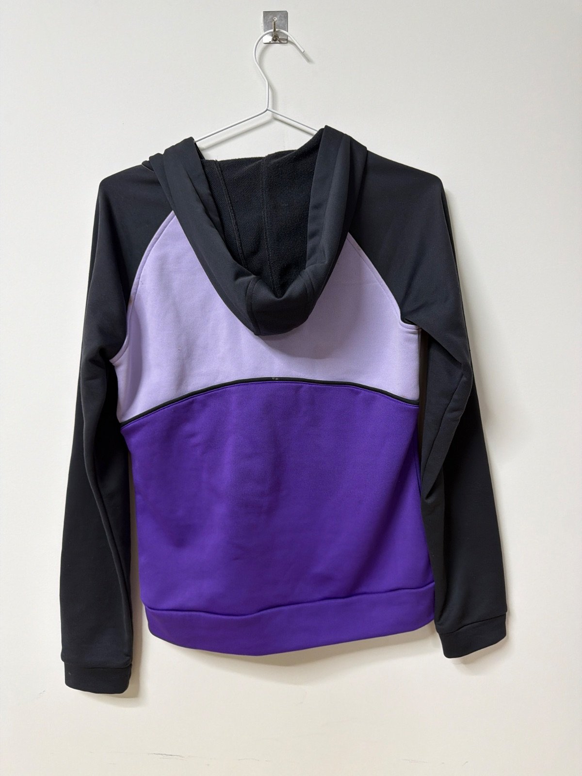 Adidas sudadera capucha L colorblock negro lila morado vintage — foto 3