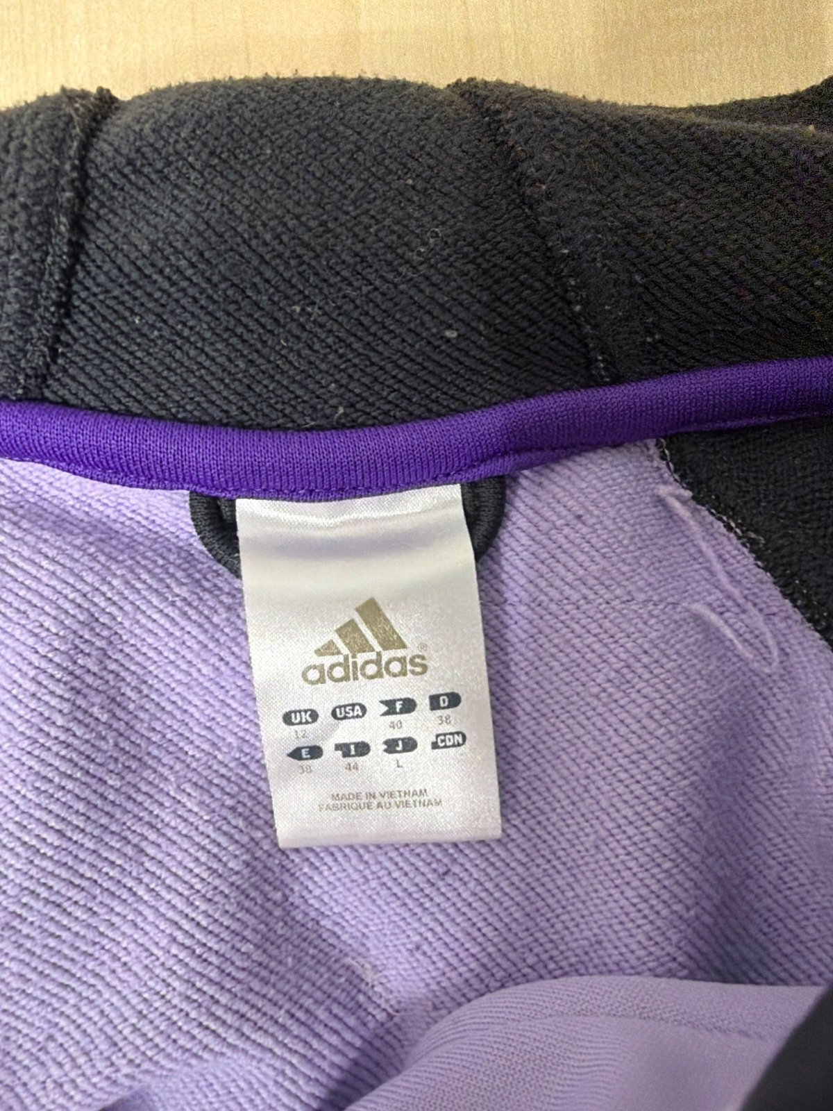 Adidas sudadera capucha L colorblock negro lila morado vintage — foto 7