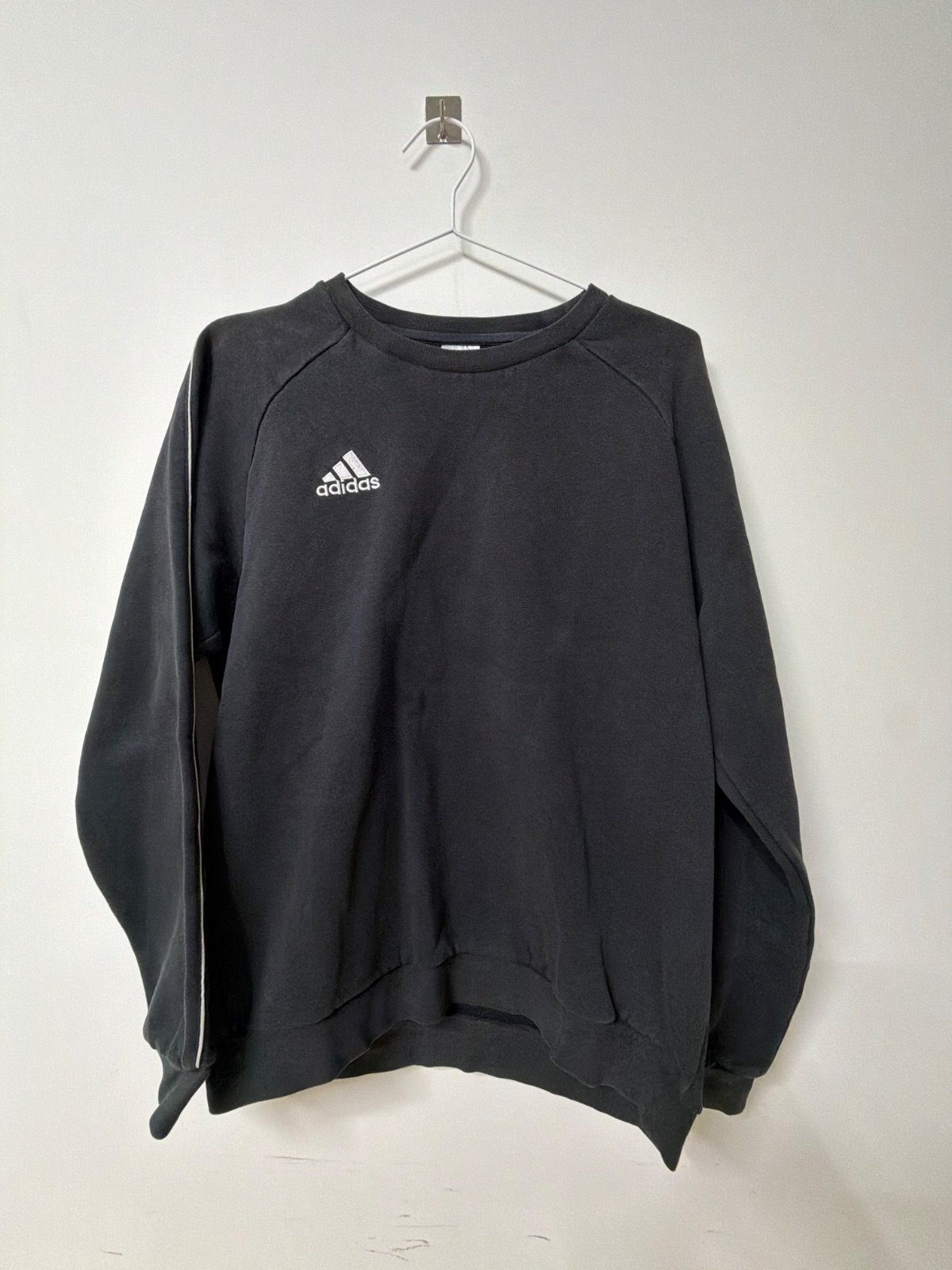 Sudadera Adidas Negra Manga Larga Rayas Streetwear Vintage