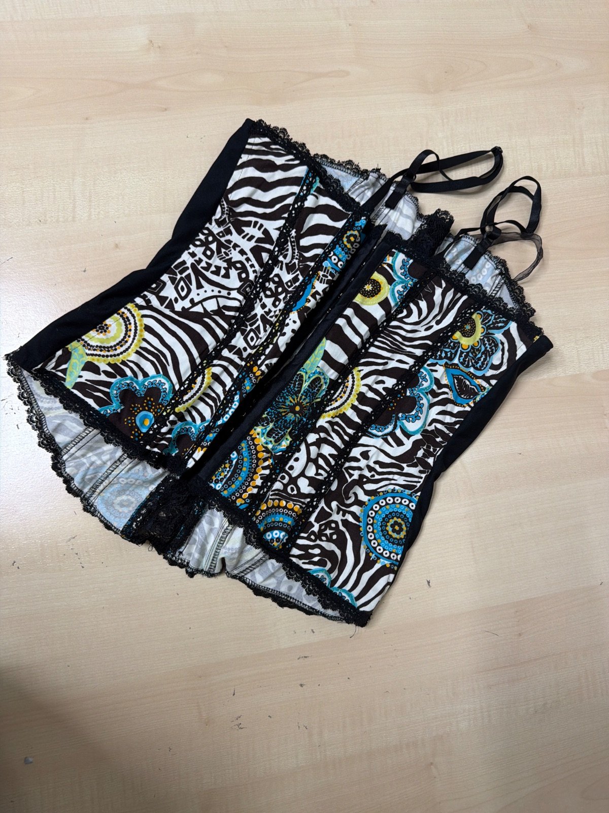 Corset Youckey bustier animal print cebra floral vintage — foto 2