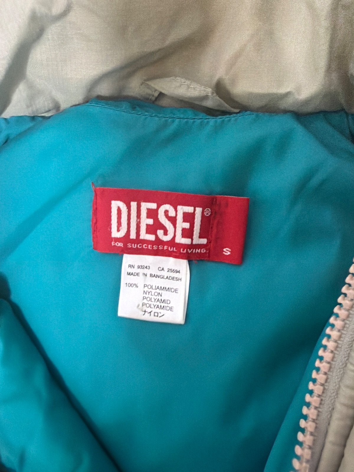 Diesel chaleco acolchado beige S vintage streetwear — foto 3