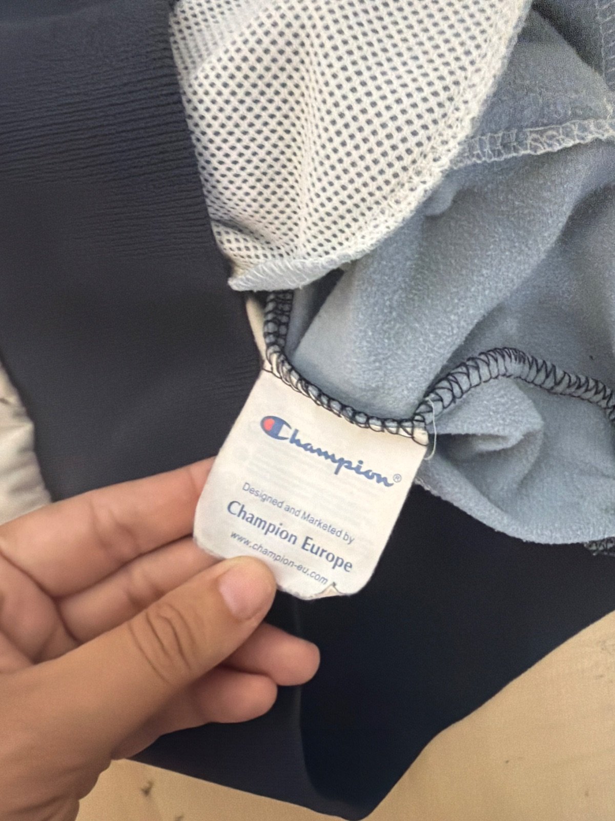 Champion Track Jacket Vintage Azul Crema Streetwear Retro — foto 4
