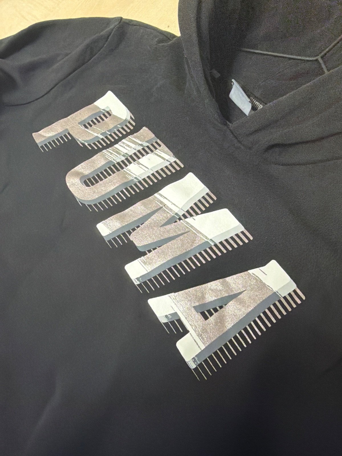 Puma sudadera capucha niño negra logo estampado streetwear — foto 3
