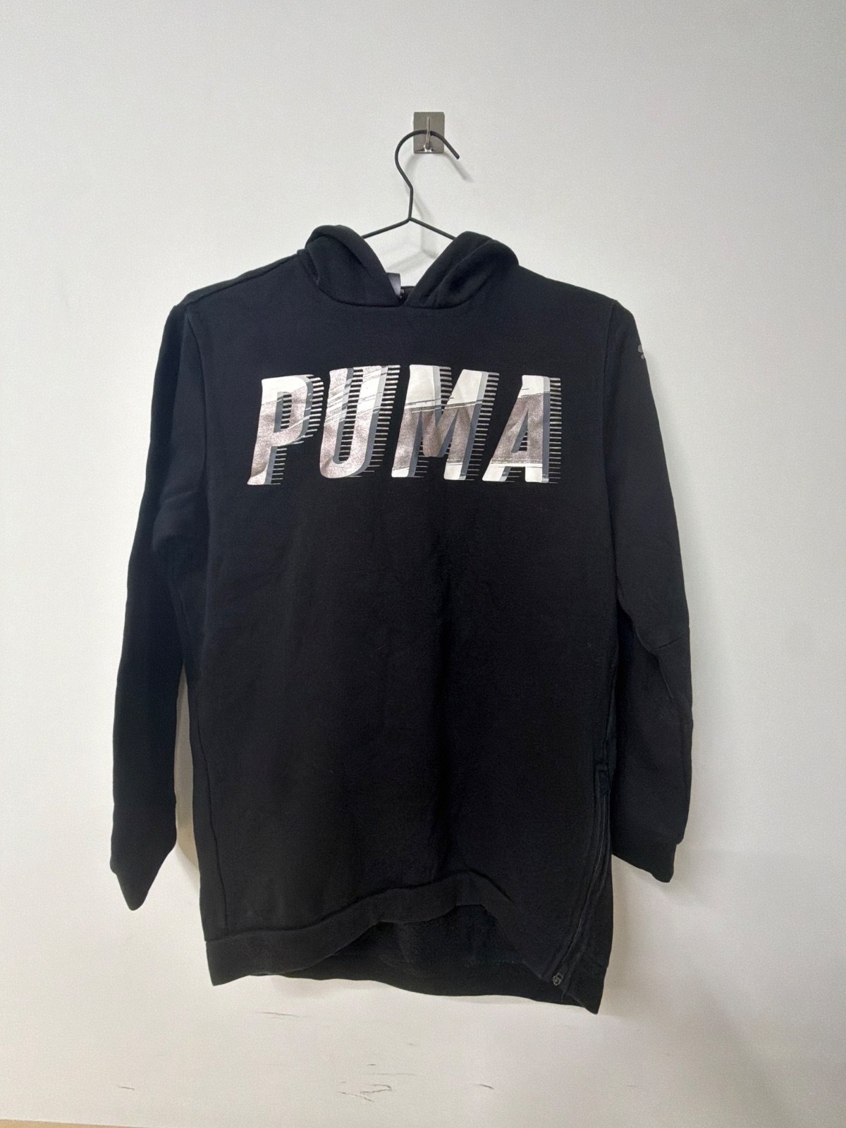 Puma sudadera capucha niño negra logo estampado streetwear