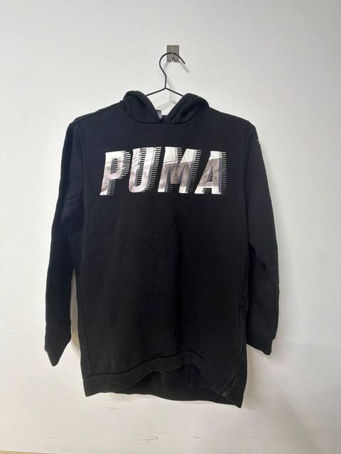 Puma sudadera capucha niño negra logo estampado streetwear