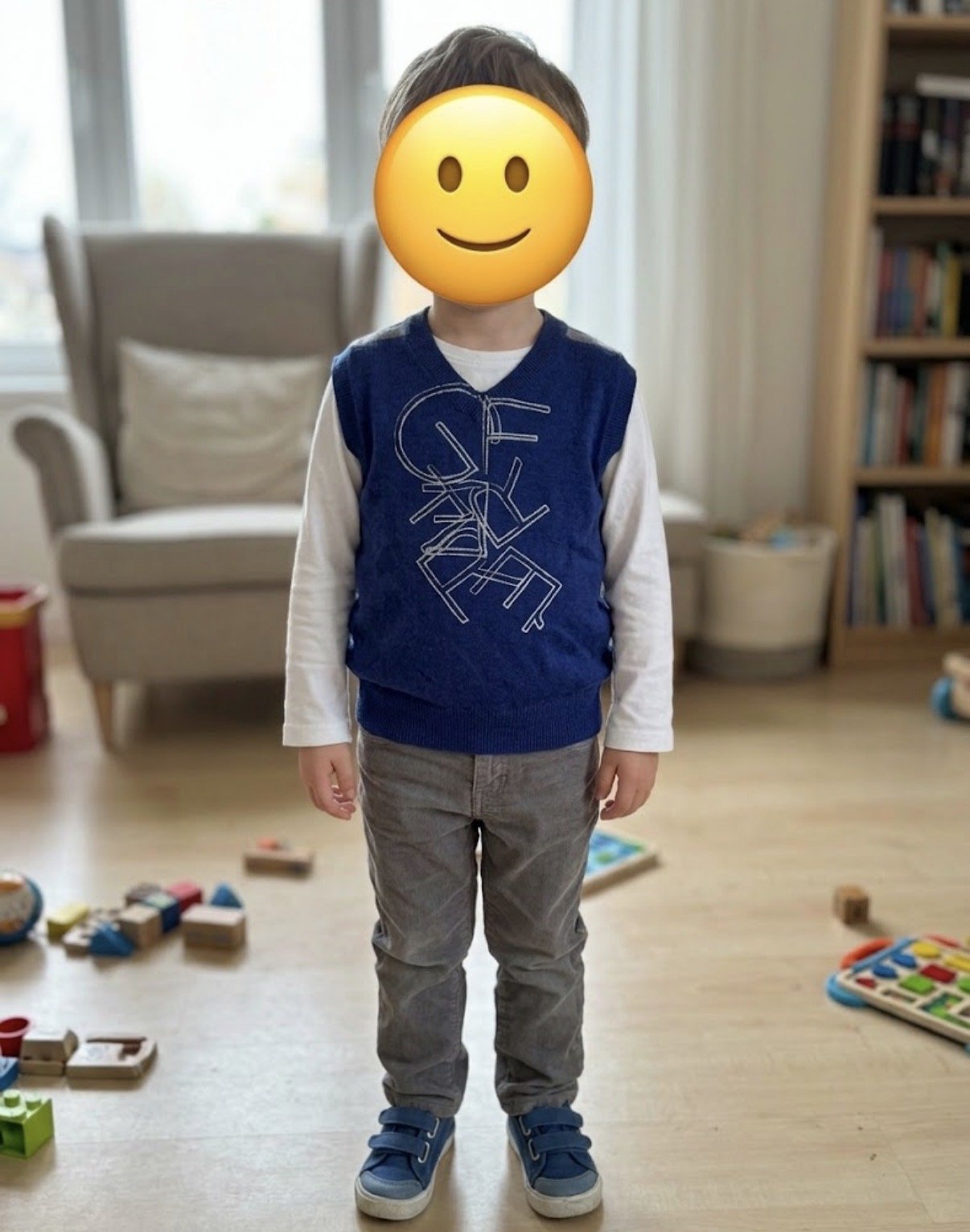 Chaleco de punto vintage GF Ferré azul con logo bordado - Talla 4 Años (4A) — foto 9
