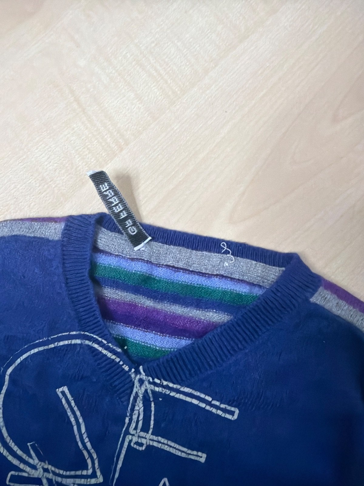 Chaleco de punto vintage GF Ferré azul con logo bordado - Talla 4 Años (4A) — foto 3