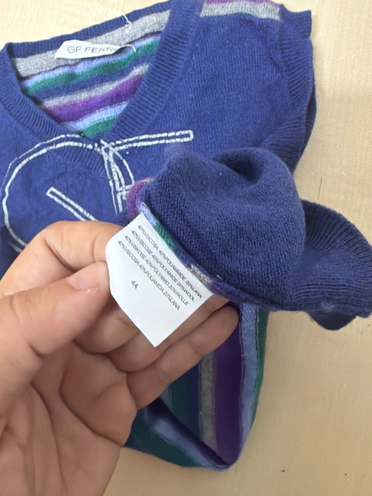 Chaleco de punto vintage GF Ferré azul con logo bordado - Talla 4 Años (4A) — foto 4