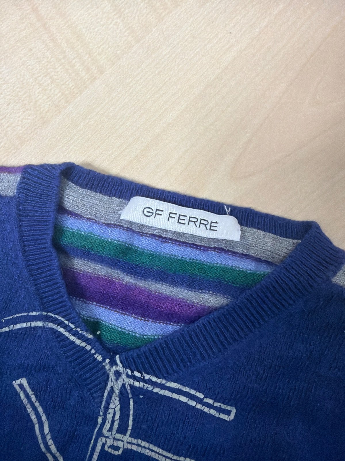 Chaleco de punto vintage GF Ferré azul con logo bordado - Talla 4 Años (4A) — foto 2